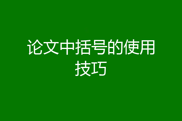论文中括号的使用技巧