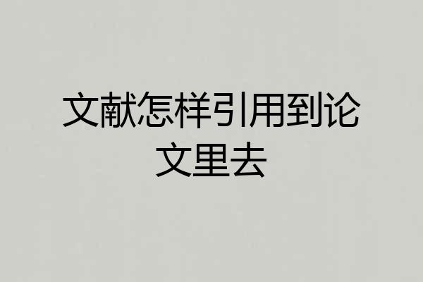 文献怎样引用到论文里去