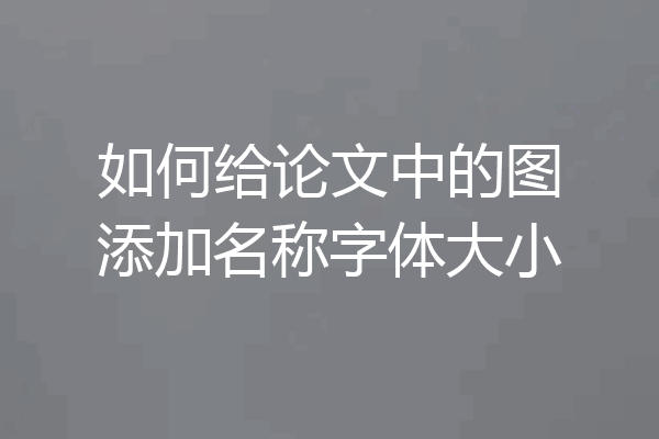 如何给论文中的图添加名称字体大小