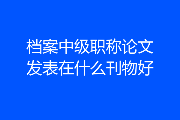 档案中级职称论文发表在什么刊物好