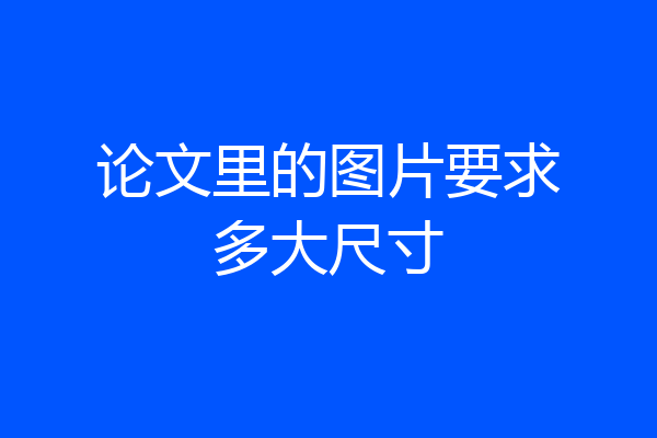 论文里的图片要求多大尺寸