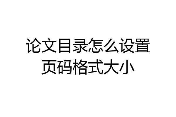 论文目录怎么设置页码格式大小