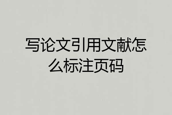 写论文引用文献怎么标注页码