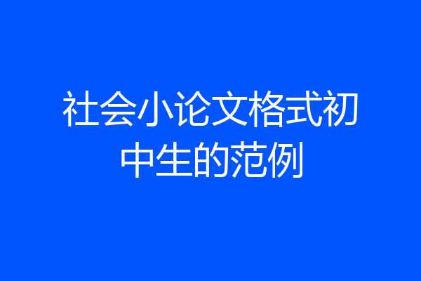 社会小论文格式初中生的范例