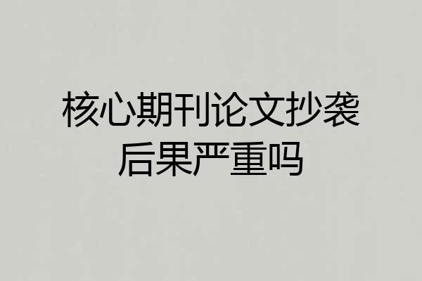 核心期刊论文抄袭后果严重吗