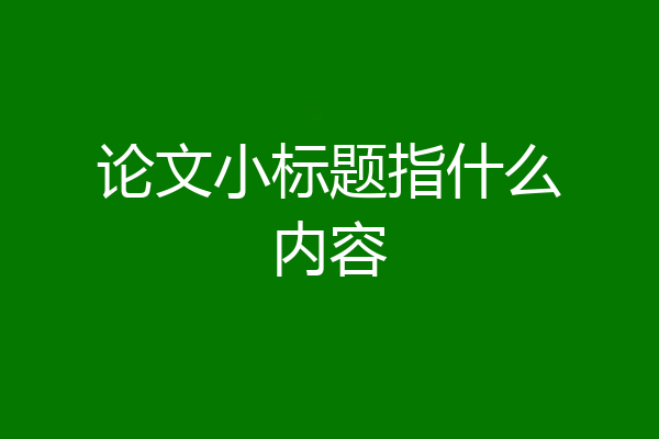 论文小标题指什么内容