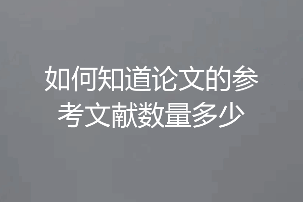 如何知道论文的参考文献数量多少
