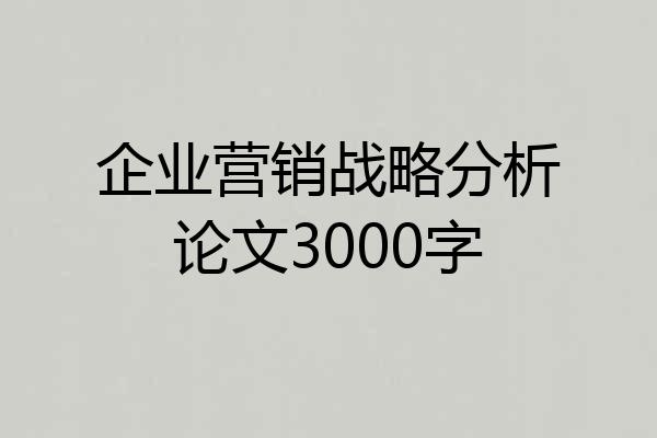 企业营销战略分析论文3000字