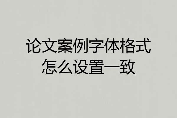 论文案例字体格式怎么设置一致