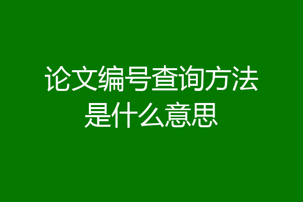 论文编号查询方法是什么意思