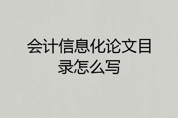 会计信息化论文目录怎么写