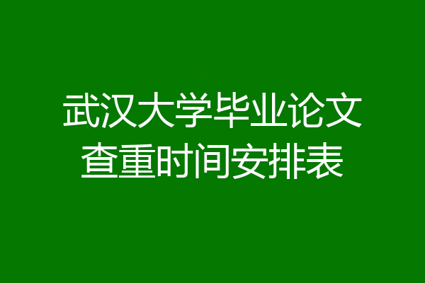 武汉大学毕业论文查重时间安排表