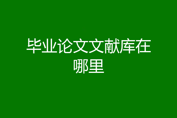 毕业论文文献库在哪里