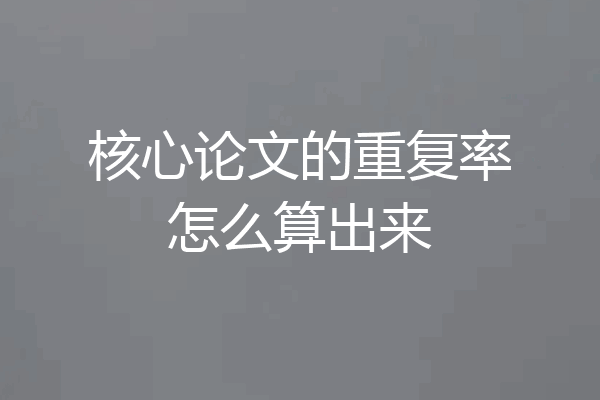 核心论文的重复率怎么算出来