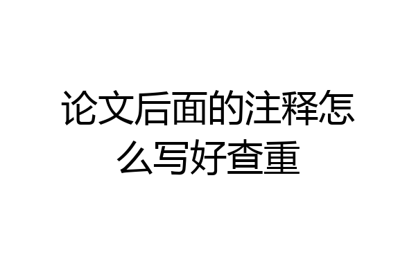 论文后面的注释怎么写好查重