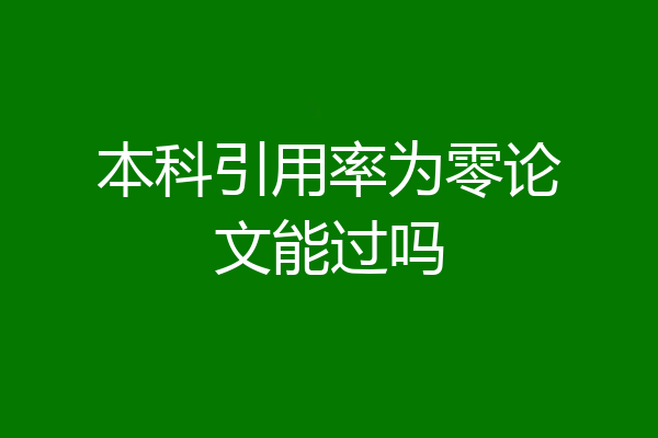 本科引用率为零论文能过吗
