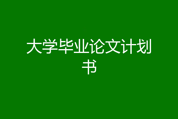 大学毕业论文计划书