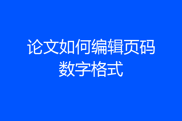 论文如何编辑页码数字格式