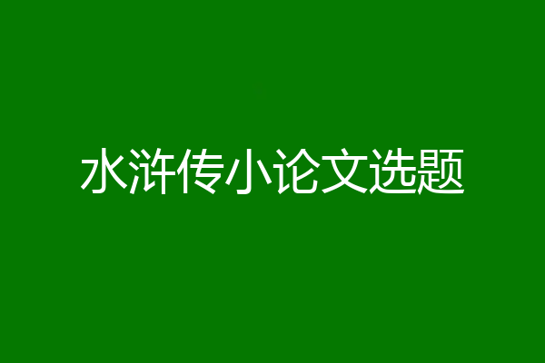 水浒传小论文选题
