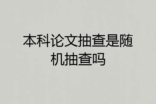 本科论文抽查是随机抽查吗