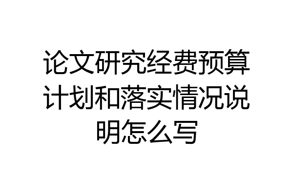 论文研究经费预算计划和落实情况说明怎么写