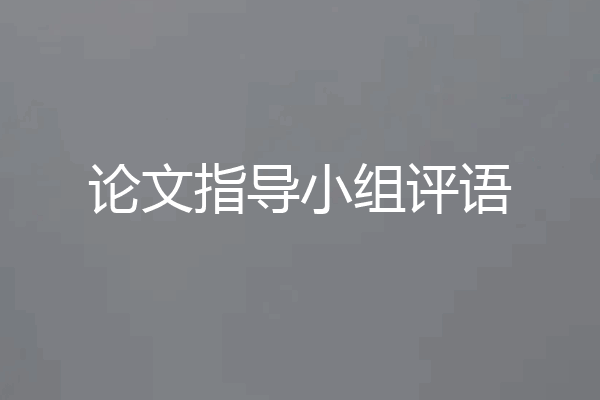 论文指导小组评语