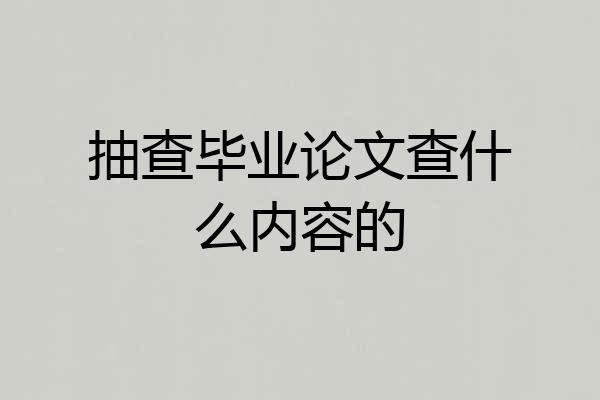 抽查毕业论文查什么内容的