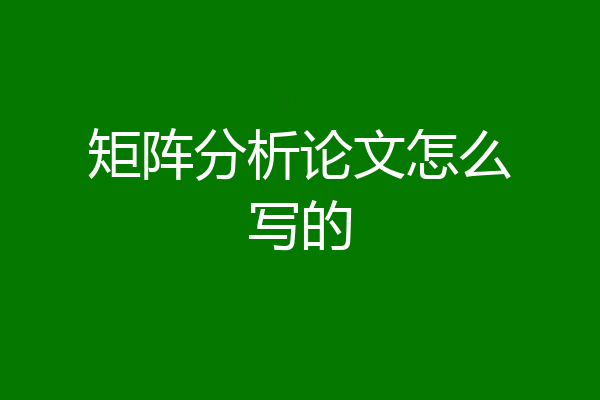 矩阵分析论文怎么写的