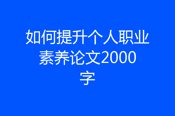 如何提升个人职业素养论文2000字