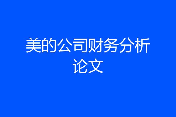 美的公司财务分析论文