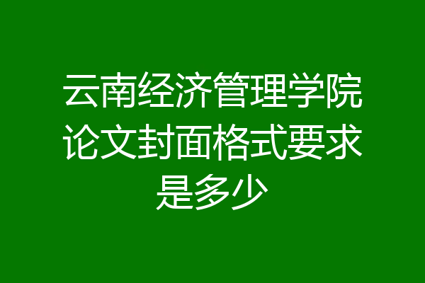 云南经济管理学院论文封面格式要求是多少
