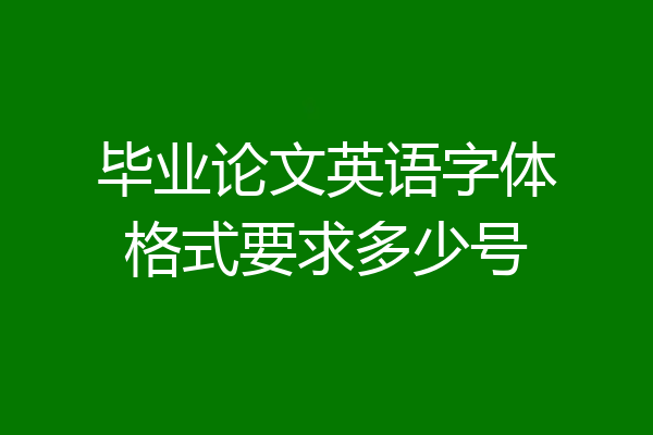 毕业论文英语字体格式要求多少号