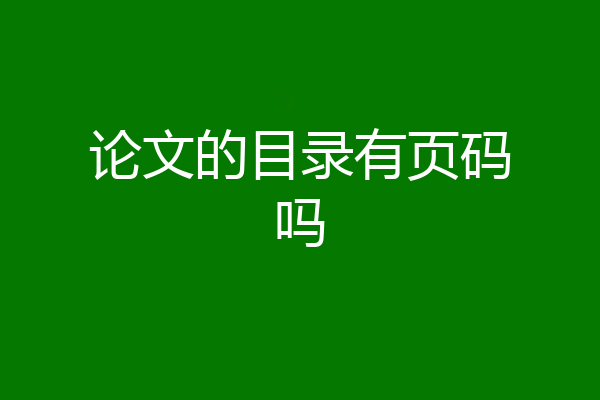 论文的目录有页码吗