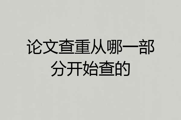 论文查重从哪一部分开始查的