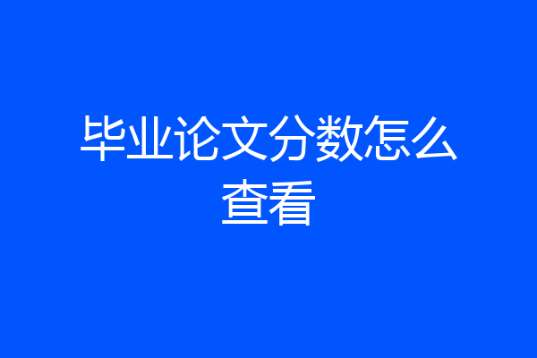 毕业论文分数怎么查看