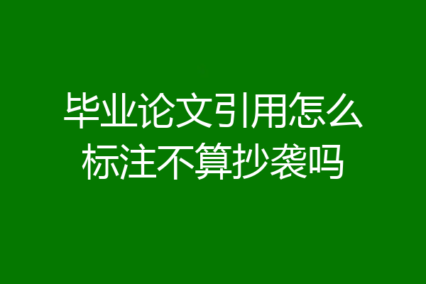 毕业论文引用怎么标注不算抄袭吗