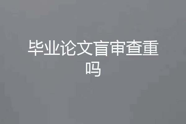 毕业论文盲审查重吗