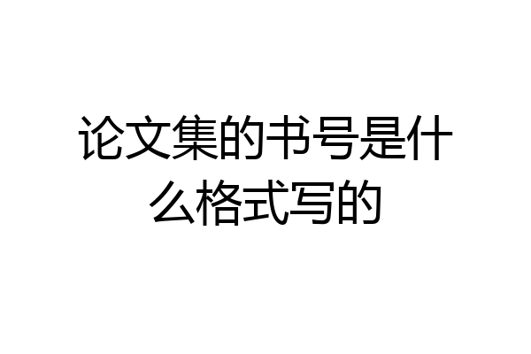 论文集的书号是什么格式写的