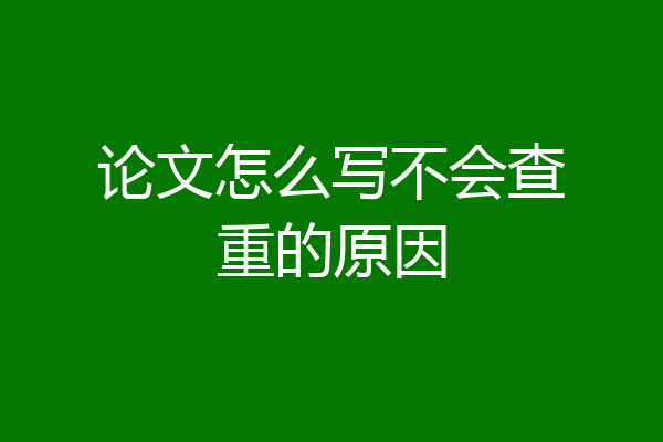 论文怎么写不会查重的原因