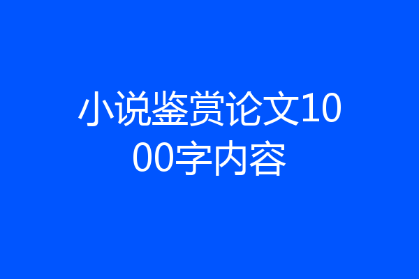 小说鉴赏论文1000字内容
