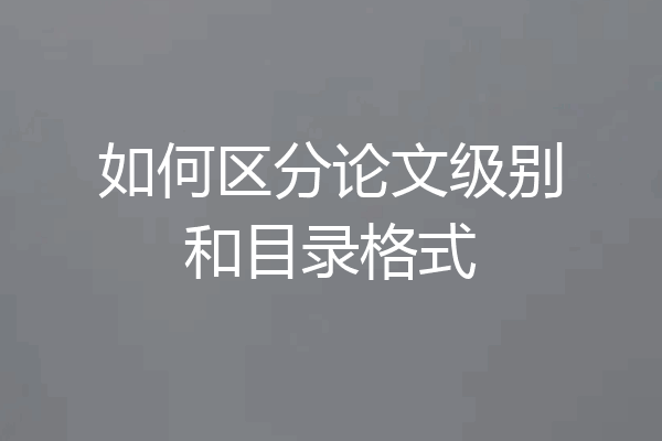如何区分论文级别和目录格式