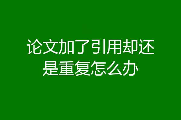 论文加了引用却还是重复怎么办