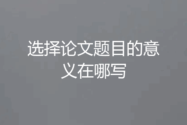 选择论文题目的意义在哪写