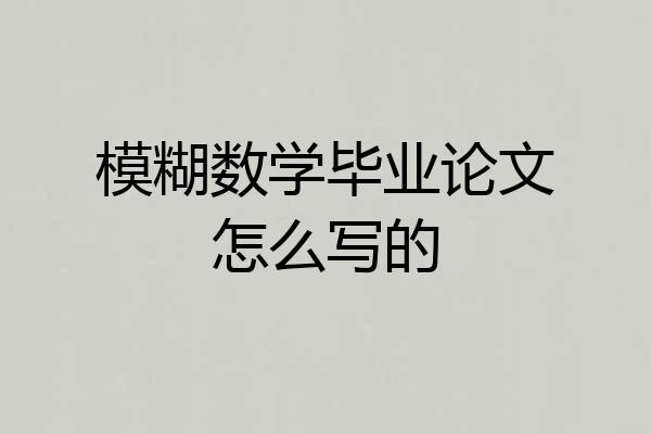 模糊数学毕业论文怎么写的