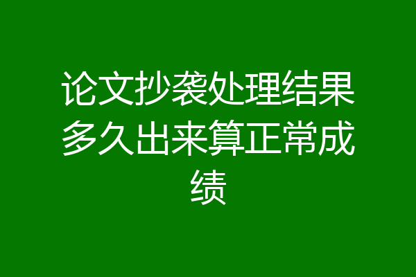 论文抄袭处理结果多久出来算正常成绩