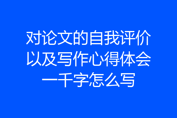 对论文的自我评价以及写作心得体会一千字怎么写