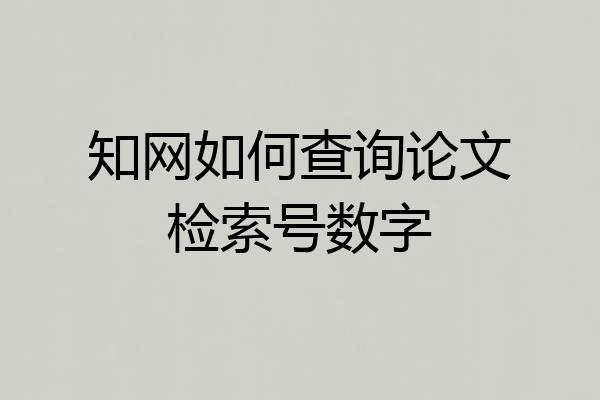 知网如何查询论文检索号数字