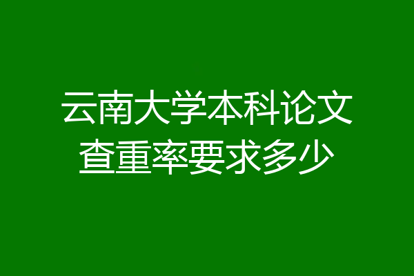 云南大学本科论文查重率要求多少