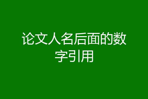 论文人名后面的数字引用