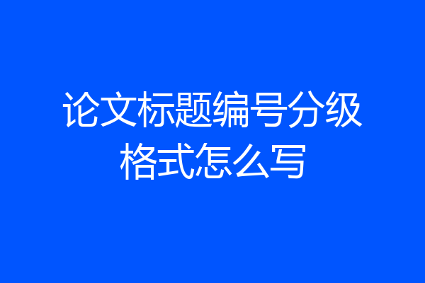 论文标题编号分级格式怎么写